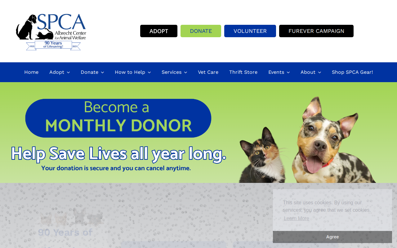 SPCA Albrecht Center Thrift Store website preview