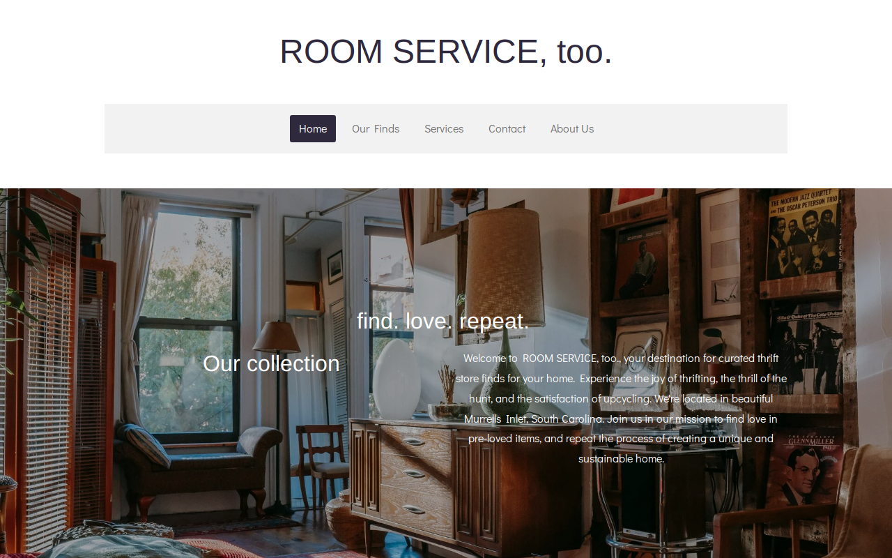 Room Service, too. website preview