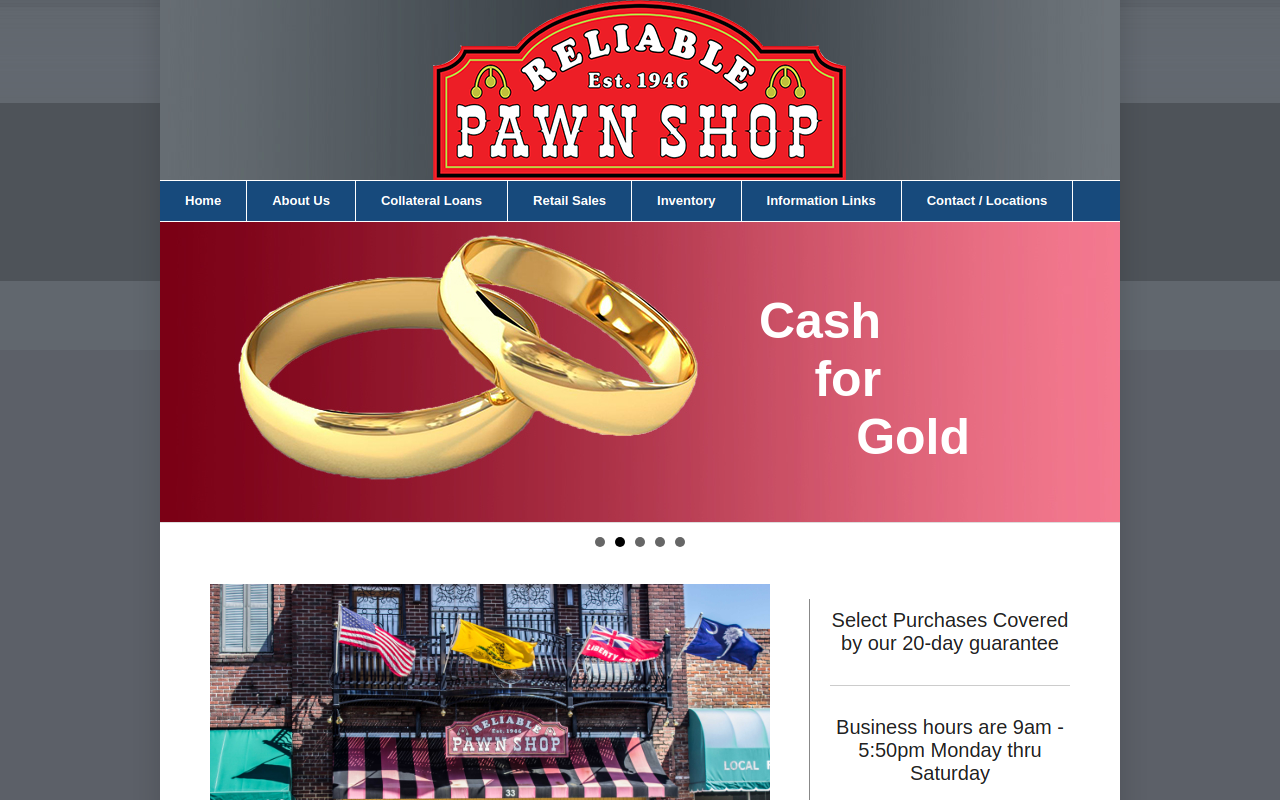 Reliable Pawn Shop website preview