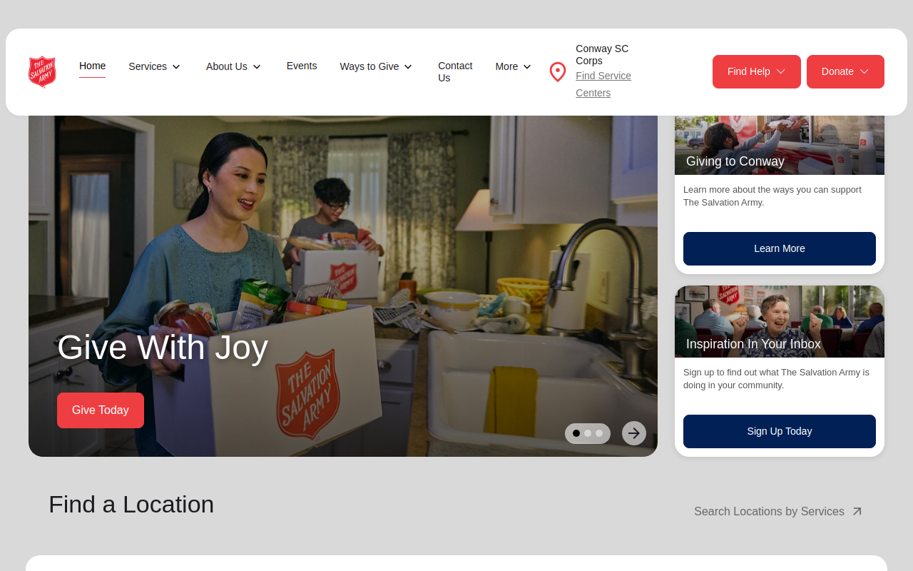 The Salvation Army Conway Family Store website preview