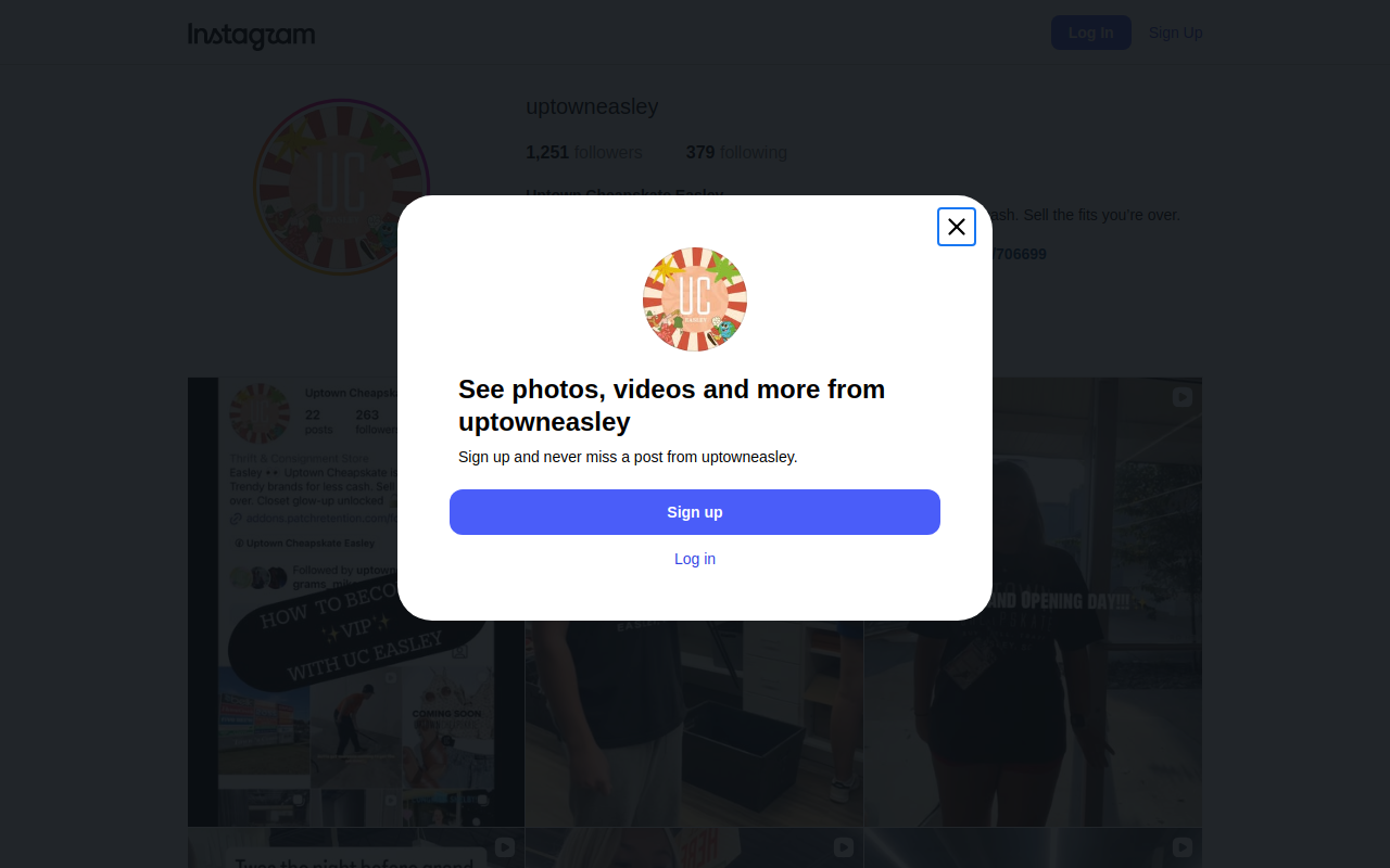 Uptown Cheapskate Easley website preview
