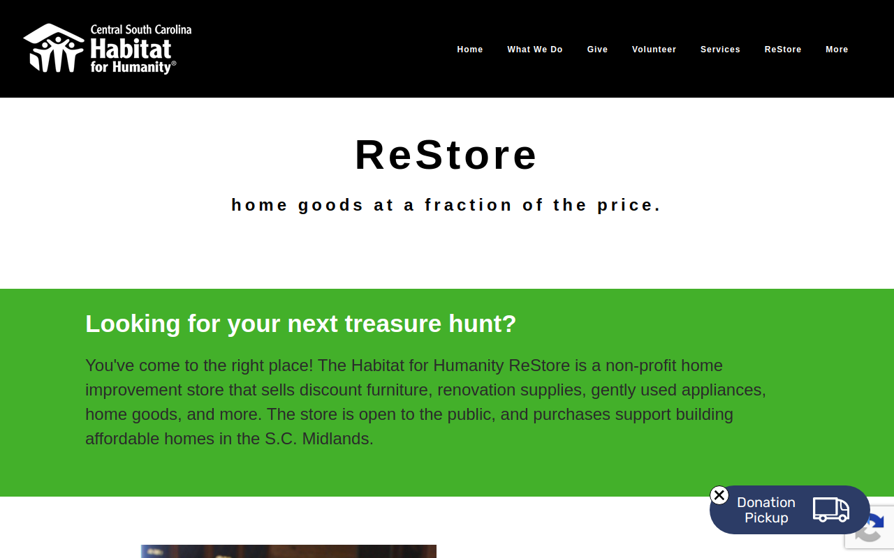 The ReStore - Central SC Habitat For Humanity website preview