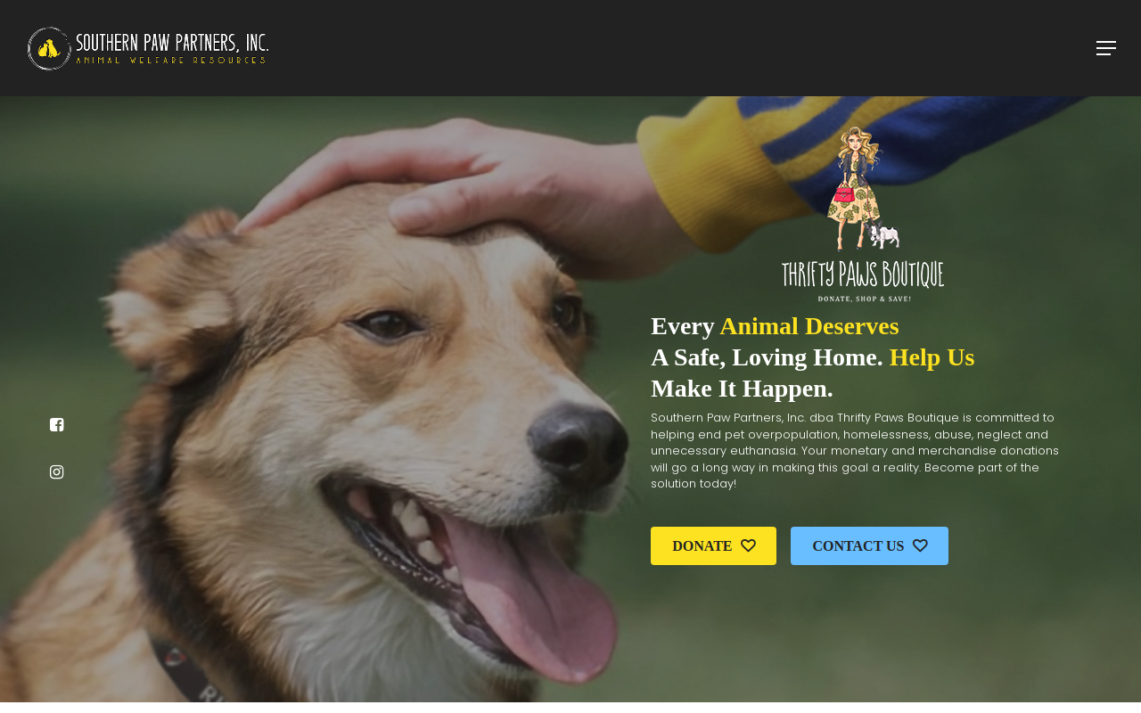Thrifty Paws Boutique website preview