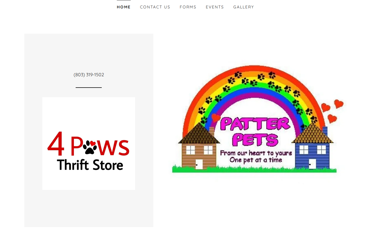 4 Paws Thrift Store website preview