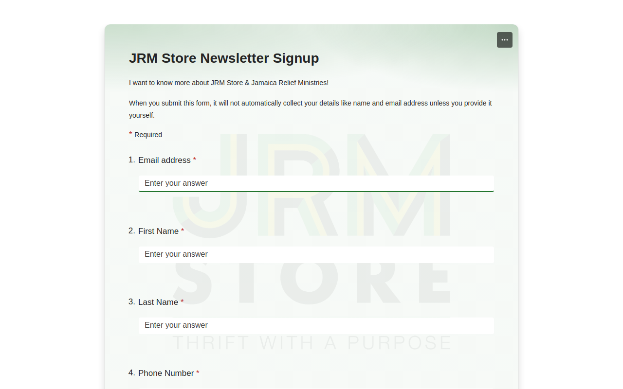 JRM Store website preview