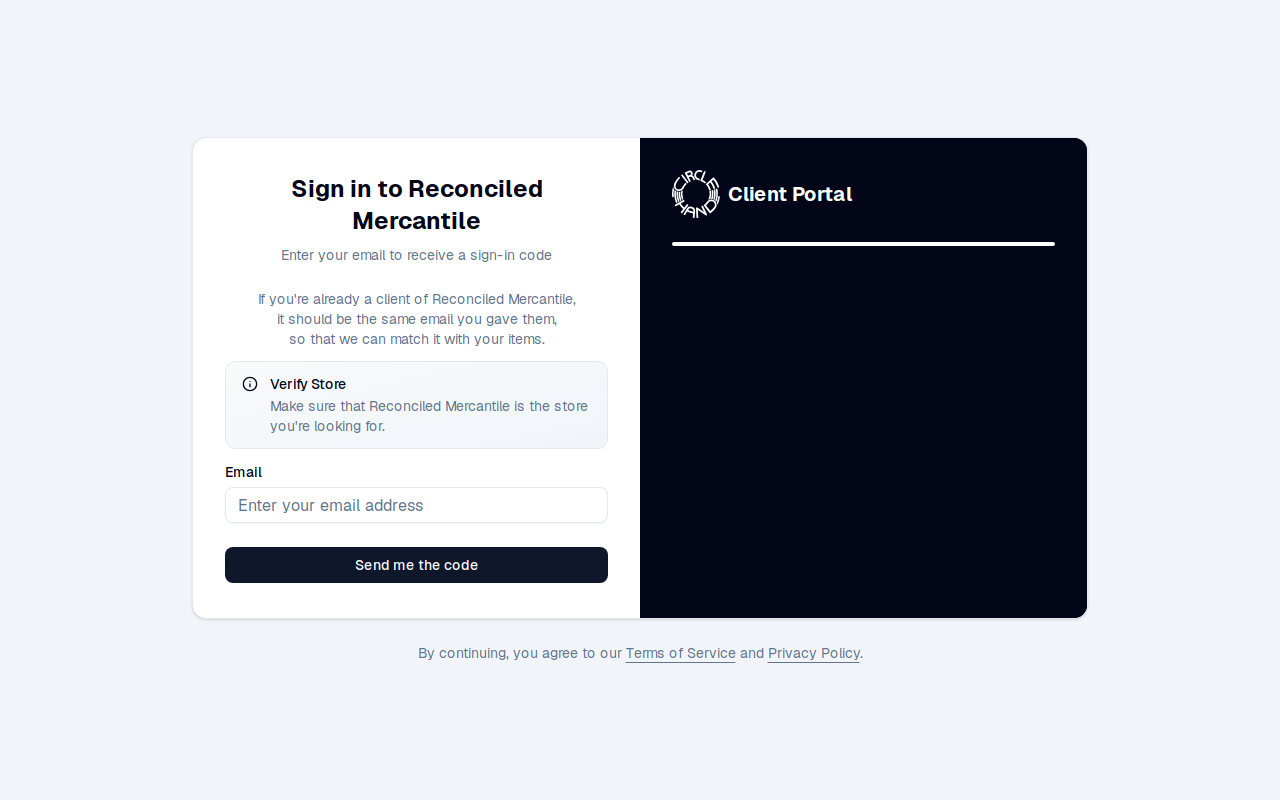 Reconciled Mercantile, LLC website preview