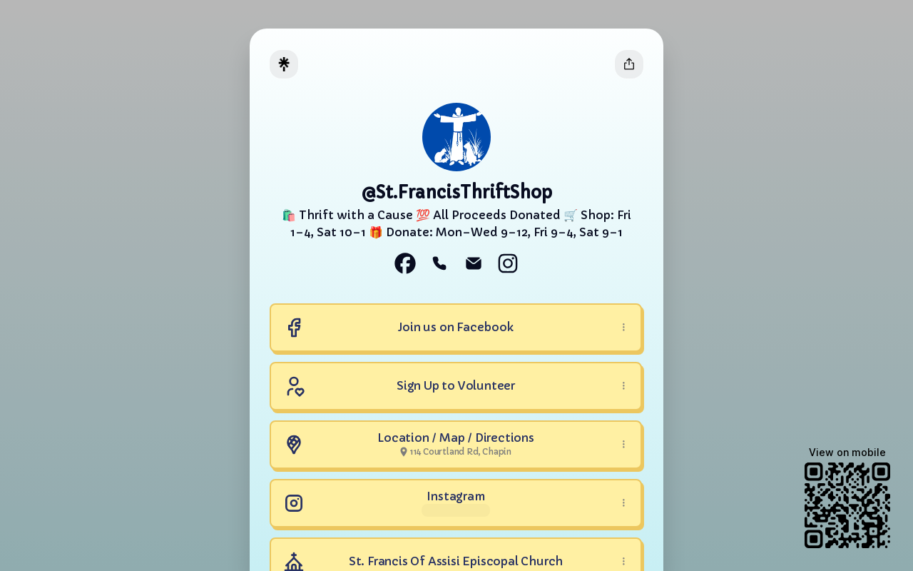 St. Francis Community Thrift Shop website preview