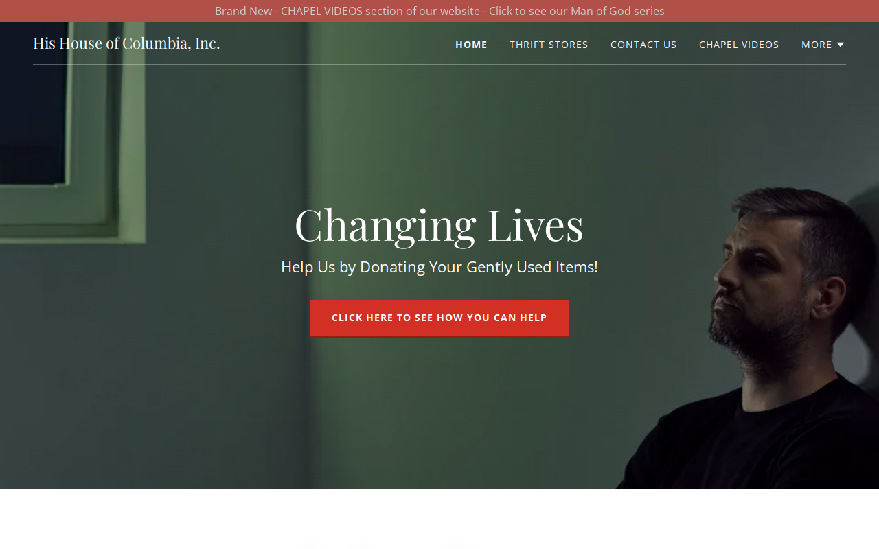 His House Thrift Store website preview
