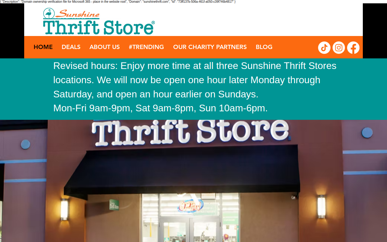 Sunshine Thrift Store website preview