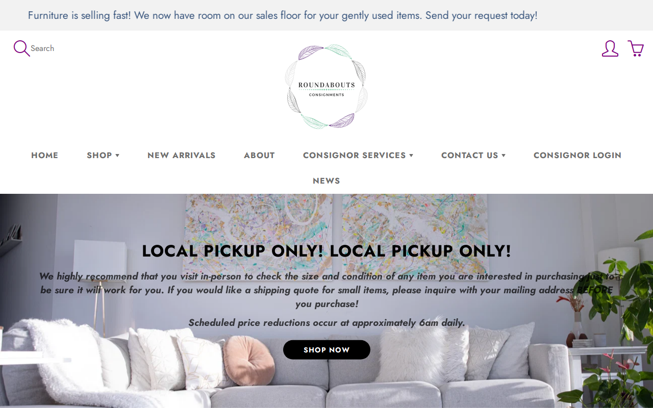 Roundabouts Consignments Inc website preview