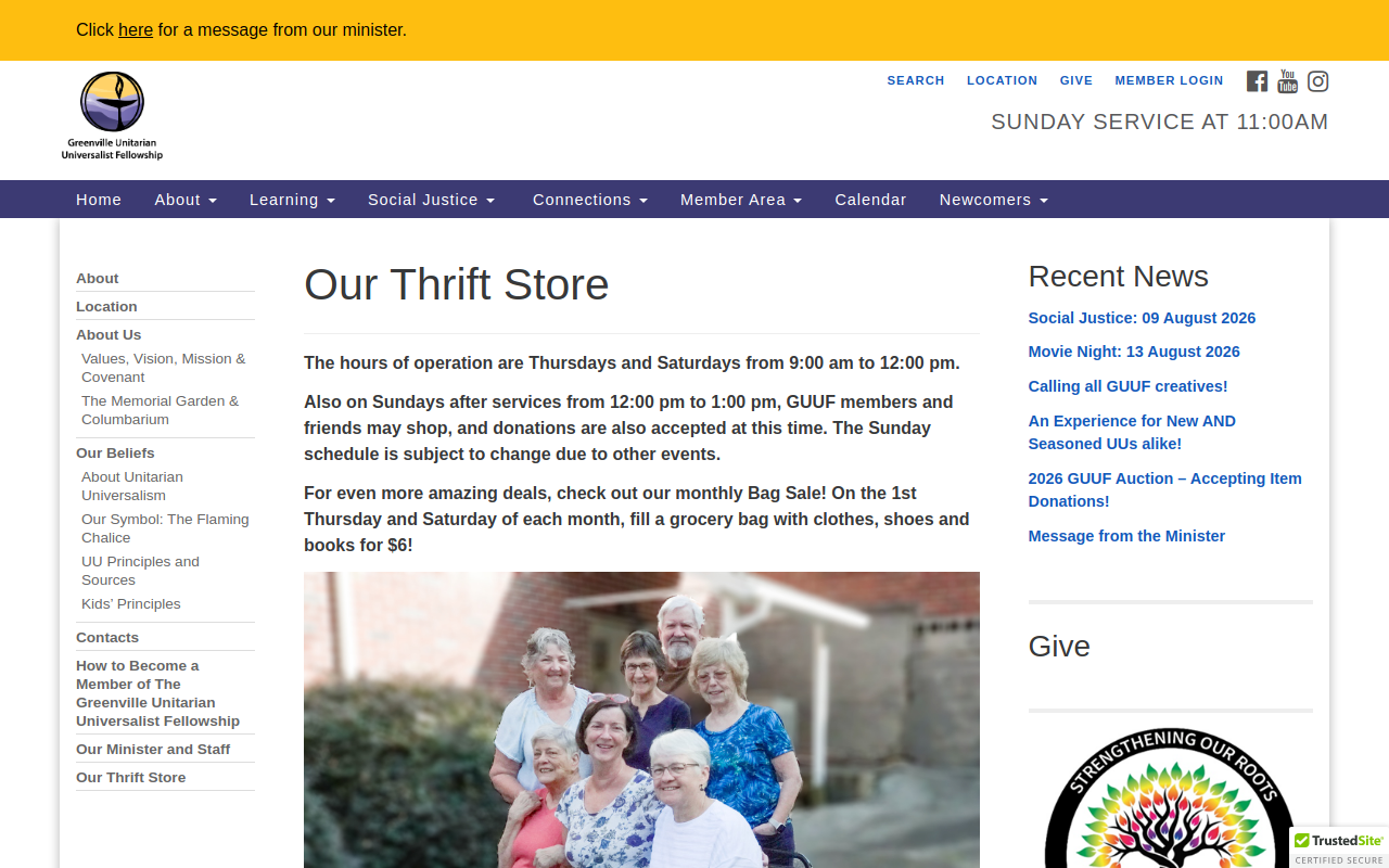 Audrey's Closet Thrift Store website preview