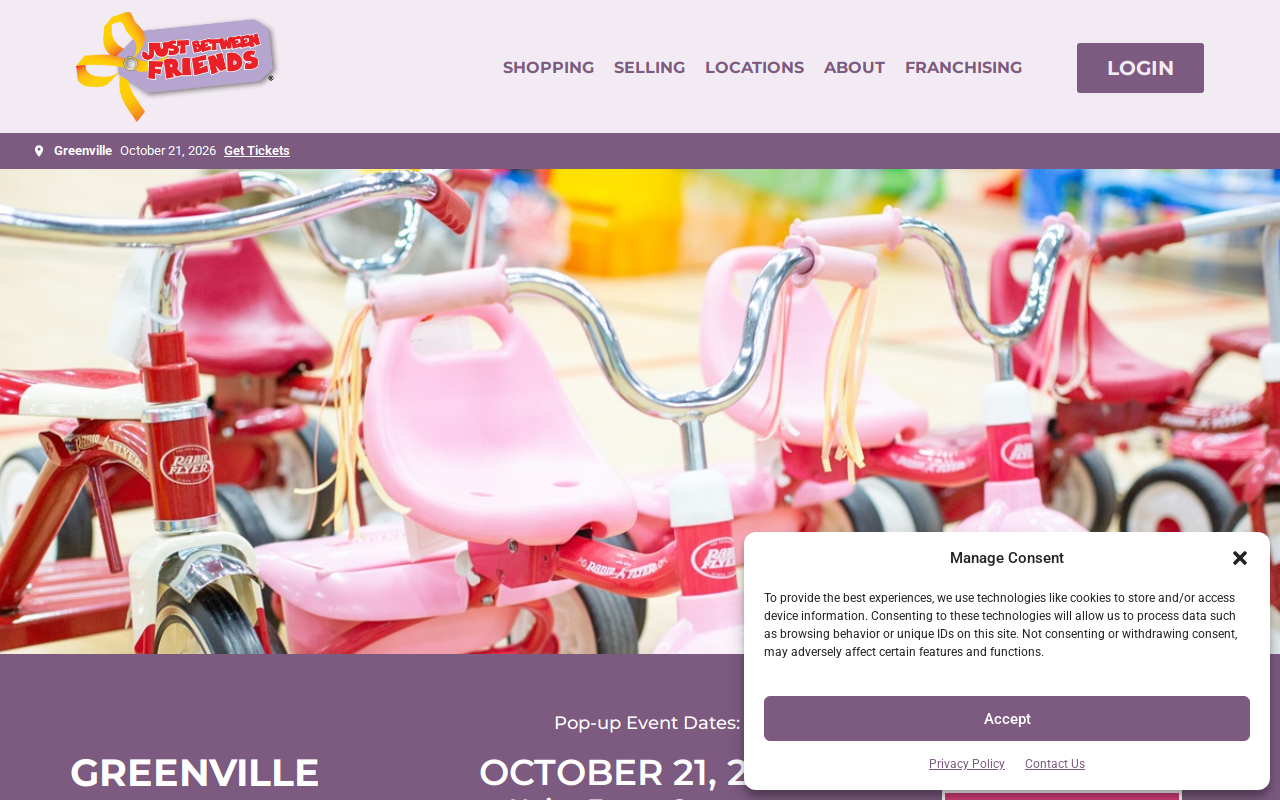 Just Between Friends Greenville website preview