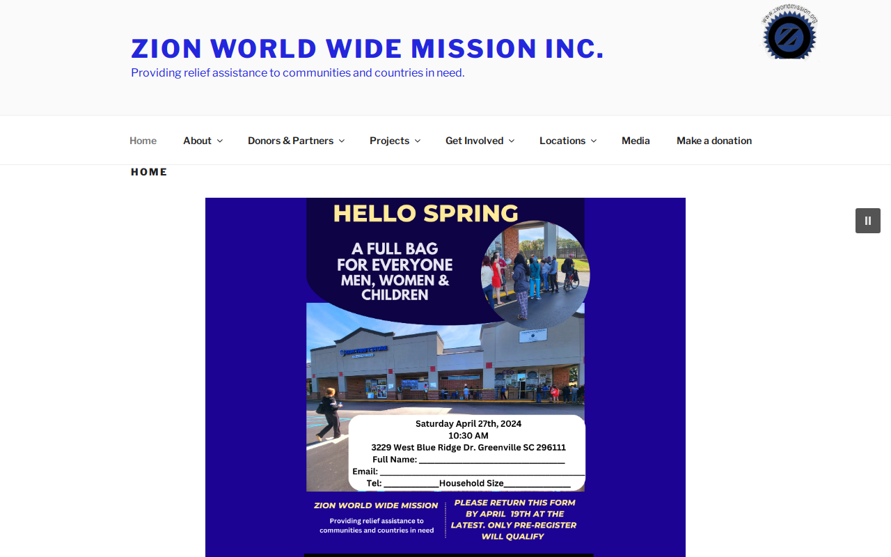 Zion Thrift Store website preview