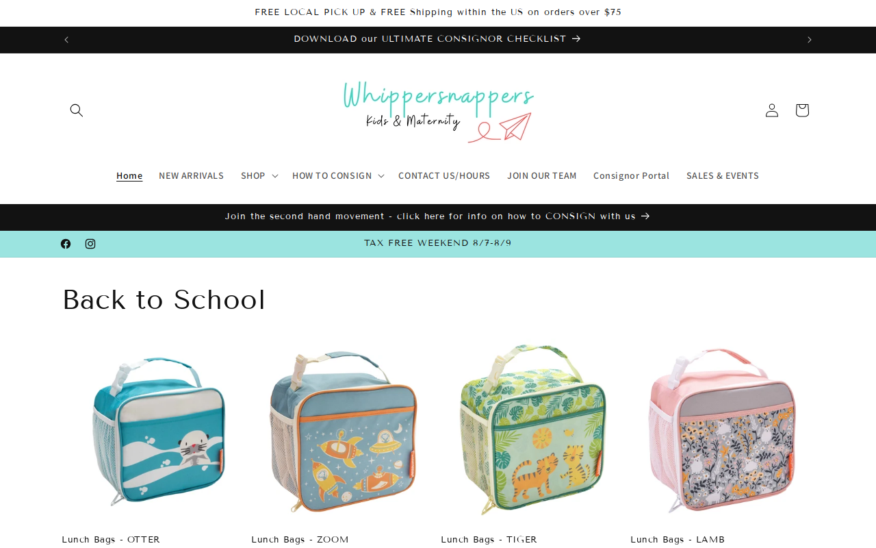 Whippersnappers Kids and Maternity Resale Boutique website preview