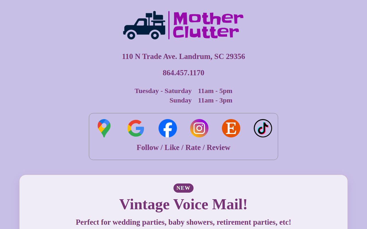 Mother Clutter Vintage website preview