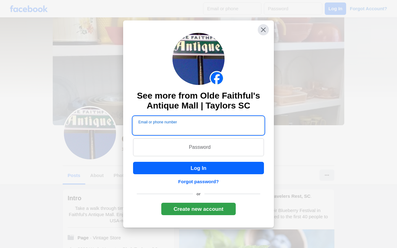 Olde Faithful's Antique Mall website preview