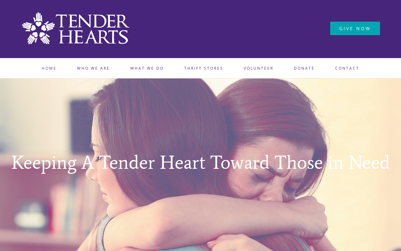 Tender Hearts Thrift Store website preview