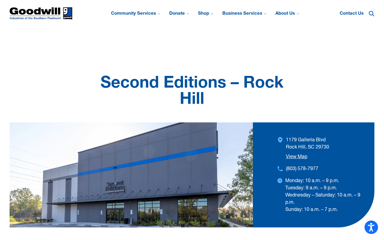 Second Editions - Rock Hill (Goodwill Outlet) website preview
