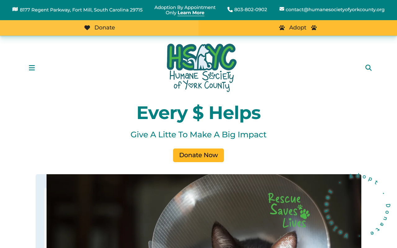 Humane Society of York County Christmas Store website preview