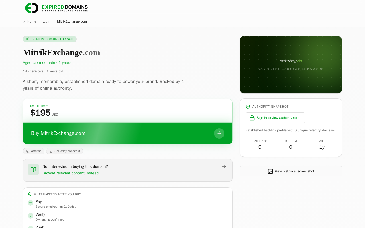Mitrik Exchange website preview