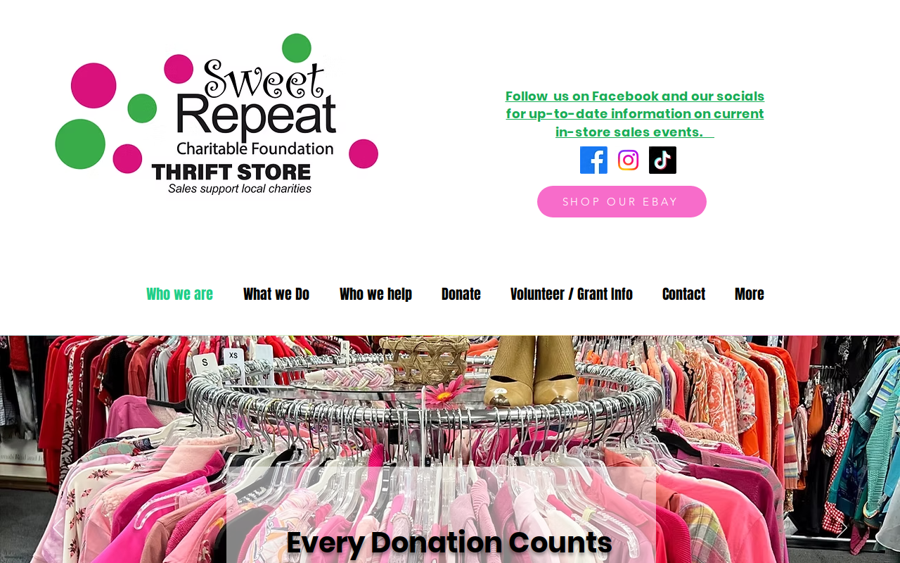 Sweet Repeat Thrift Store website preview