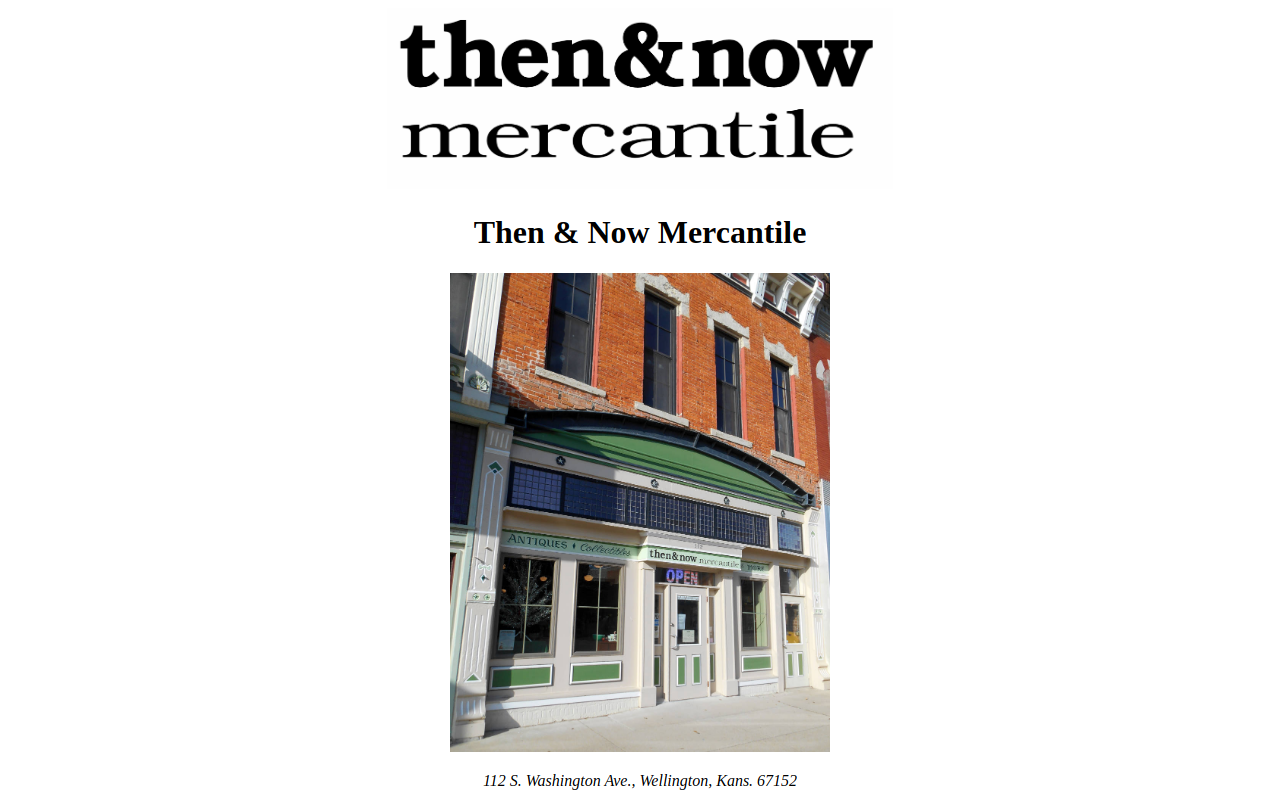Then and Now Mercantile website preview