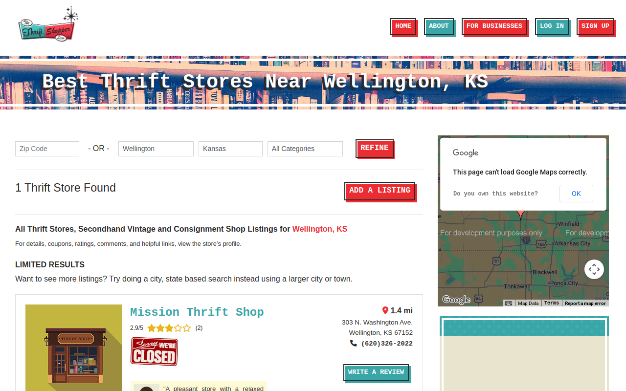 Mission Thrift Shop website preview