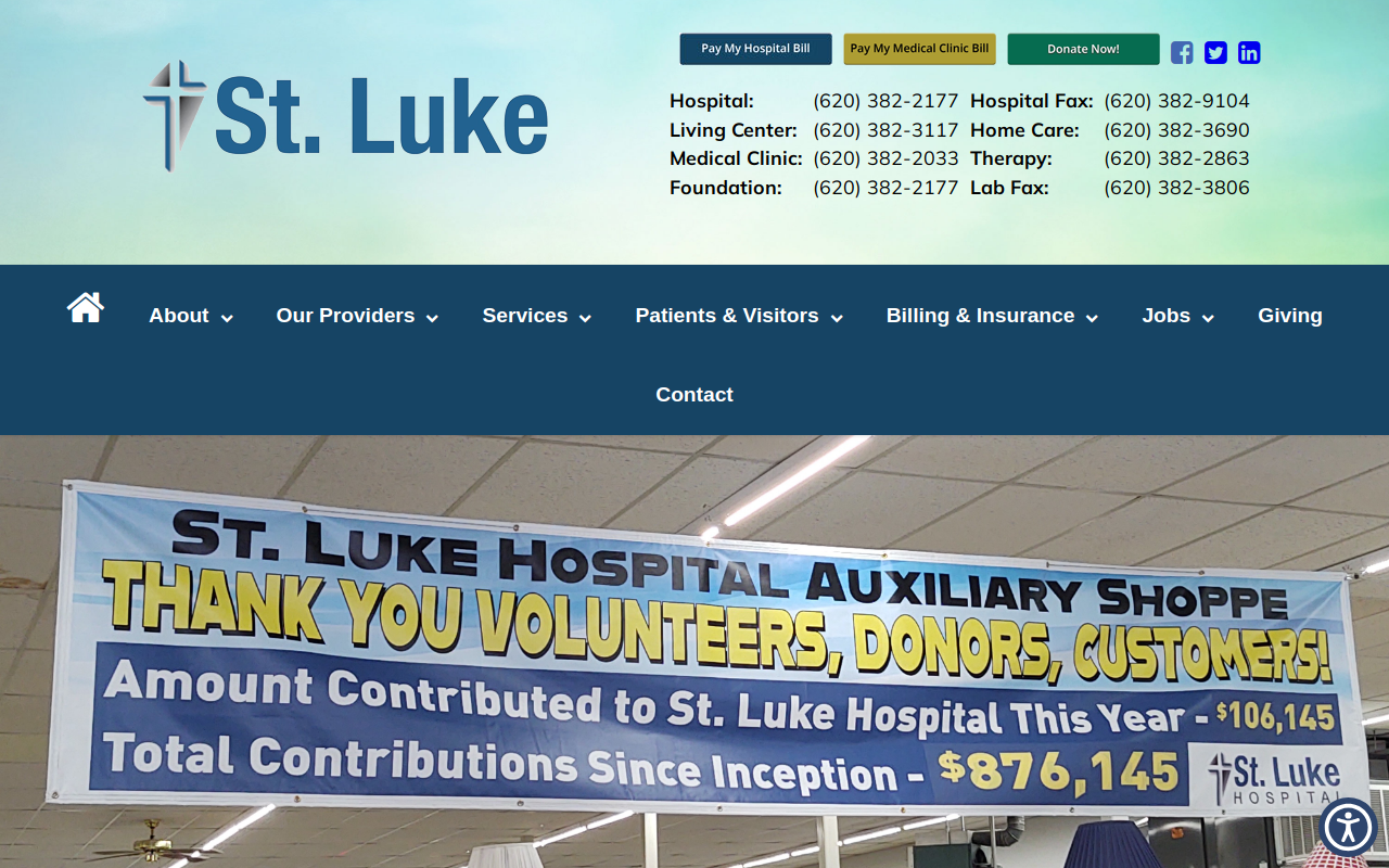 St. Luke Hospital Auxiliary Shoppe website preview