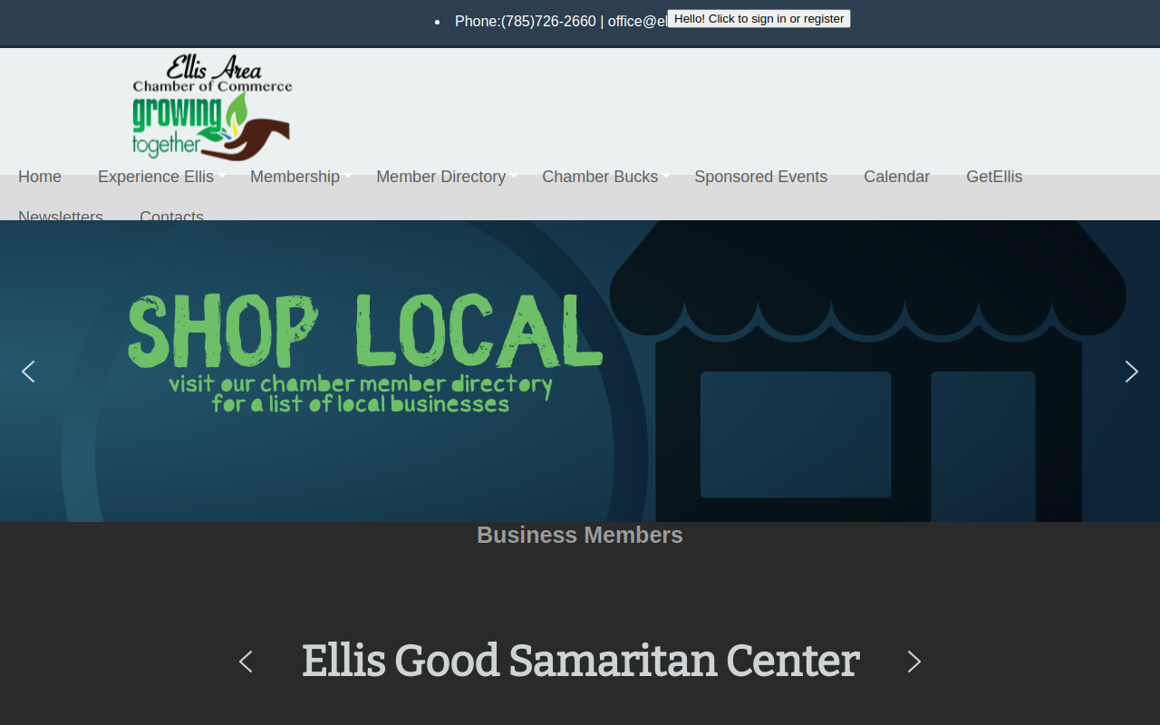 Ellis Community Thrift Shop website preview