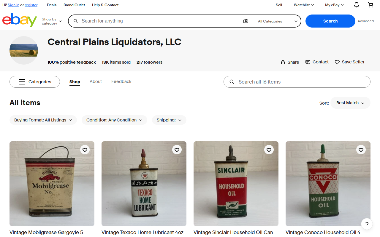 Central Plains Liquidators website preview