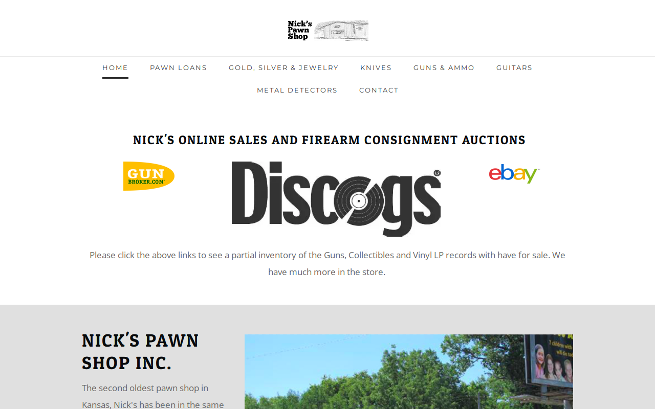 Nick's Pawn Shop website preview