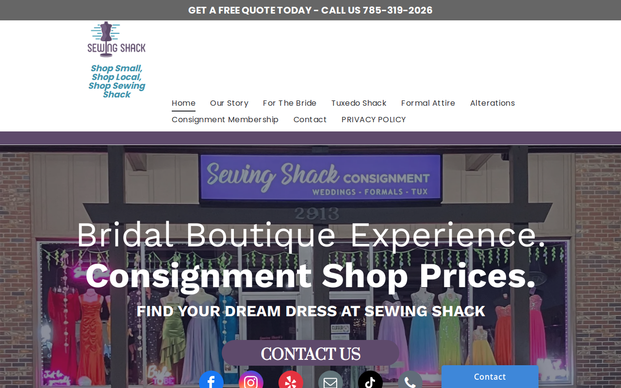 Sewing Shack's Consignment website preview
