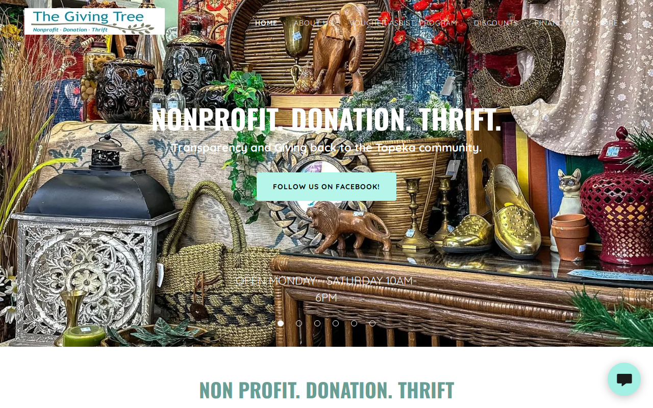 Giving Tree Topeka Nonprofit Donation Thrift Store website preview