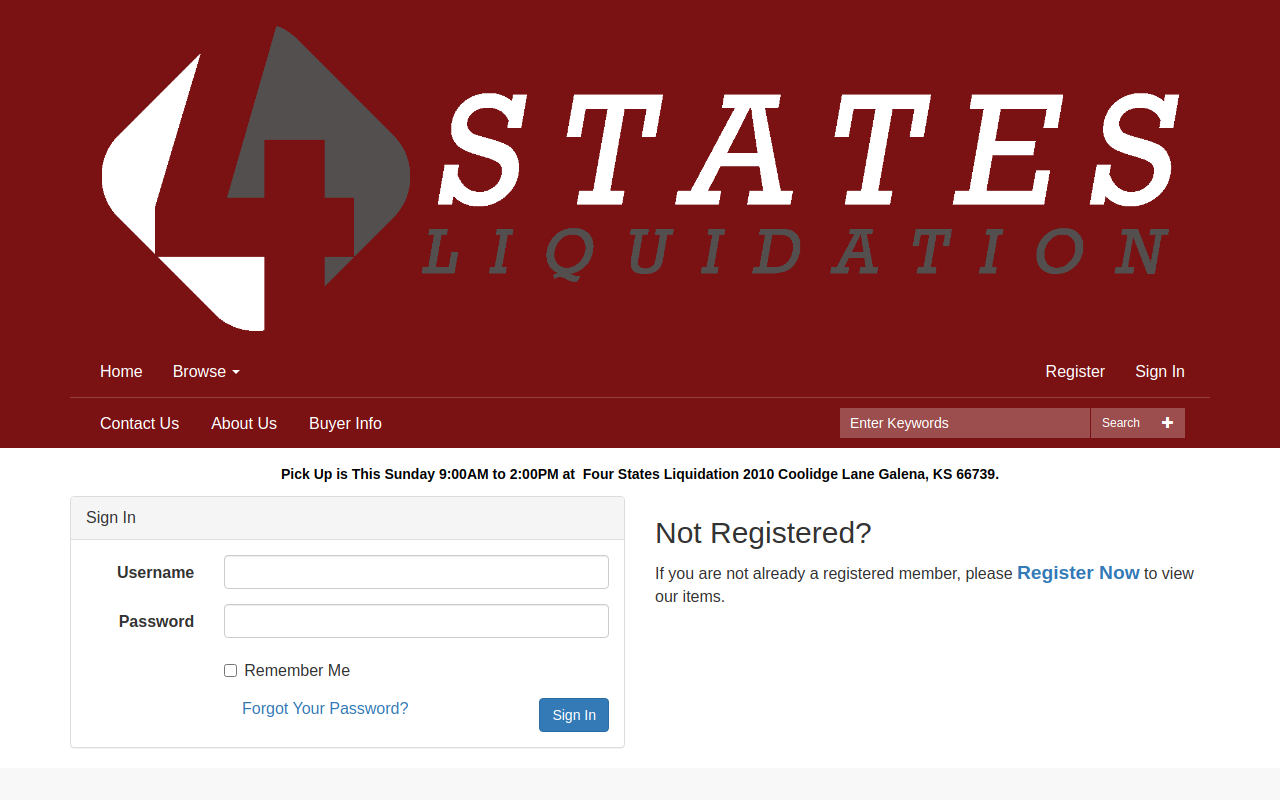 Four States Liquidation website preview