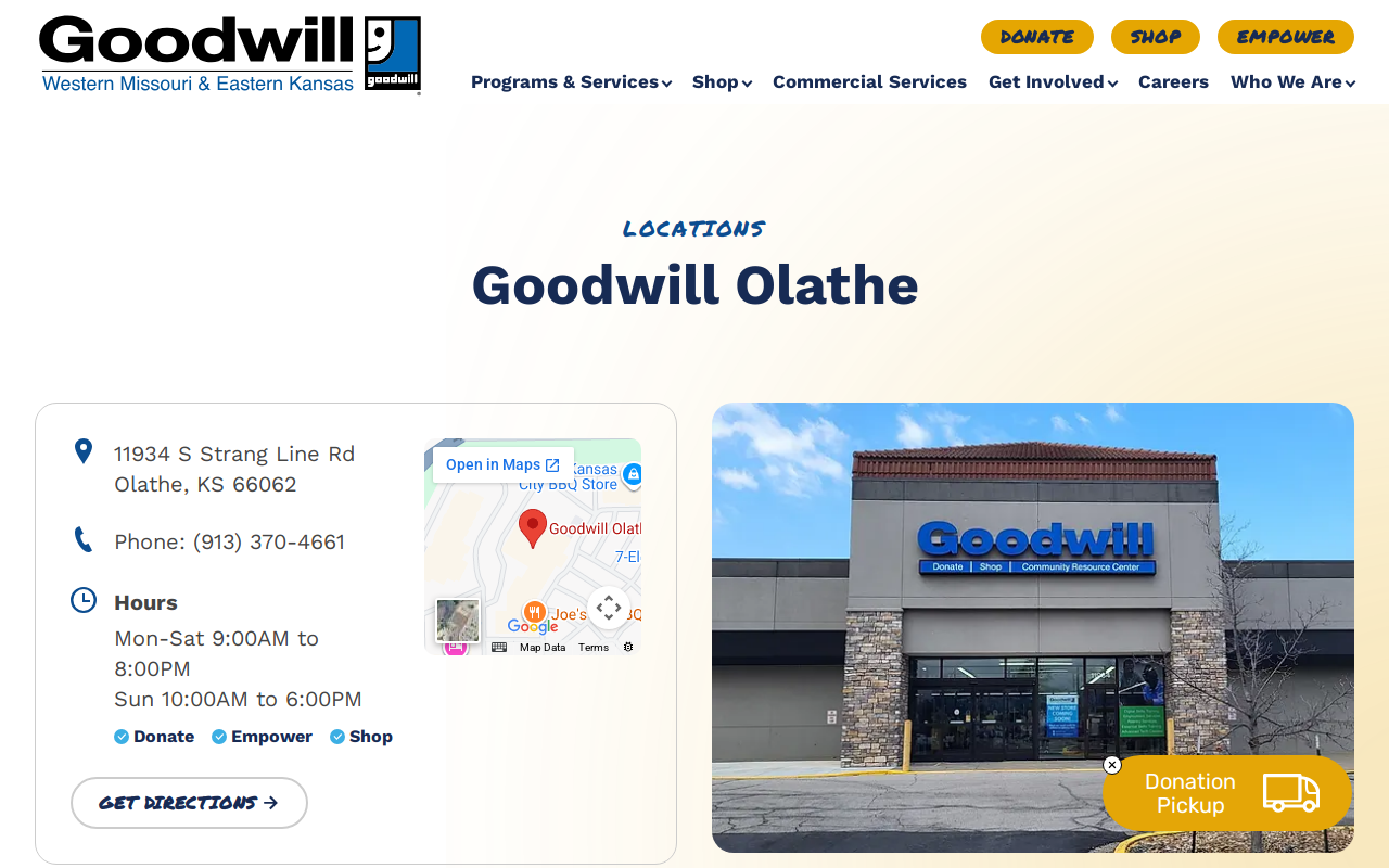 Goodwill Olathe website preview