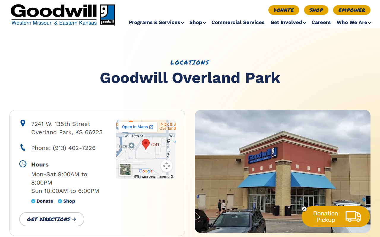 Goodwill Overland Park website preview