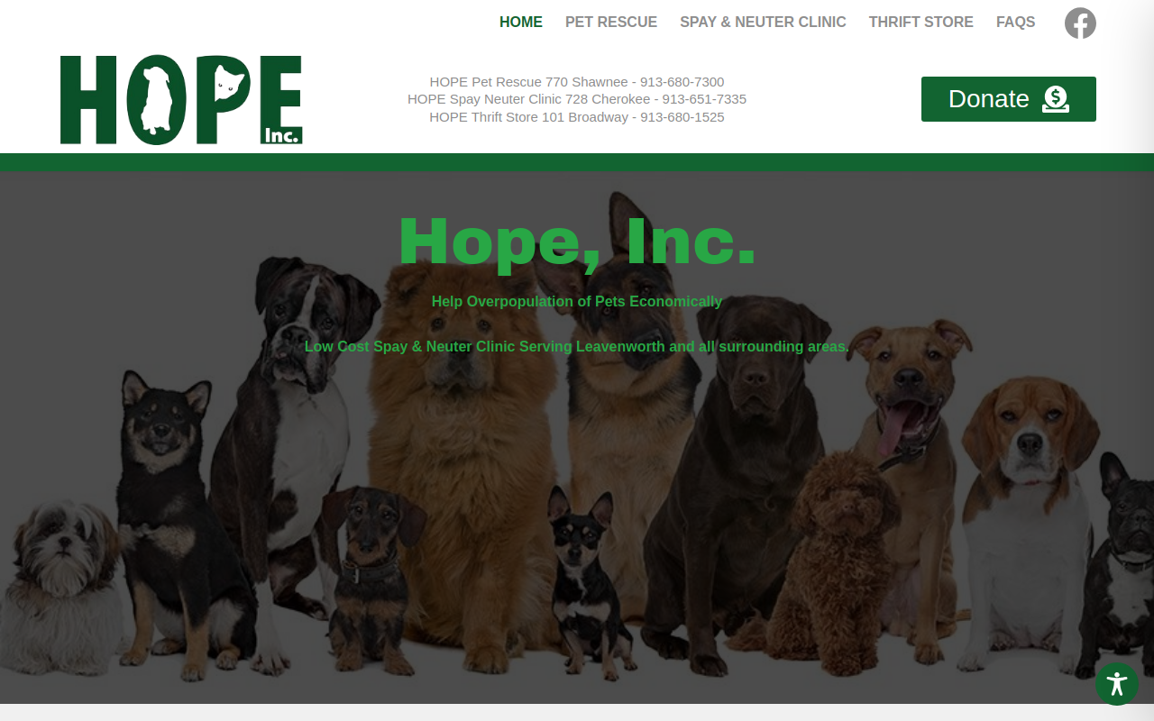 Hope Thrift Store website preview