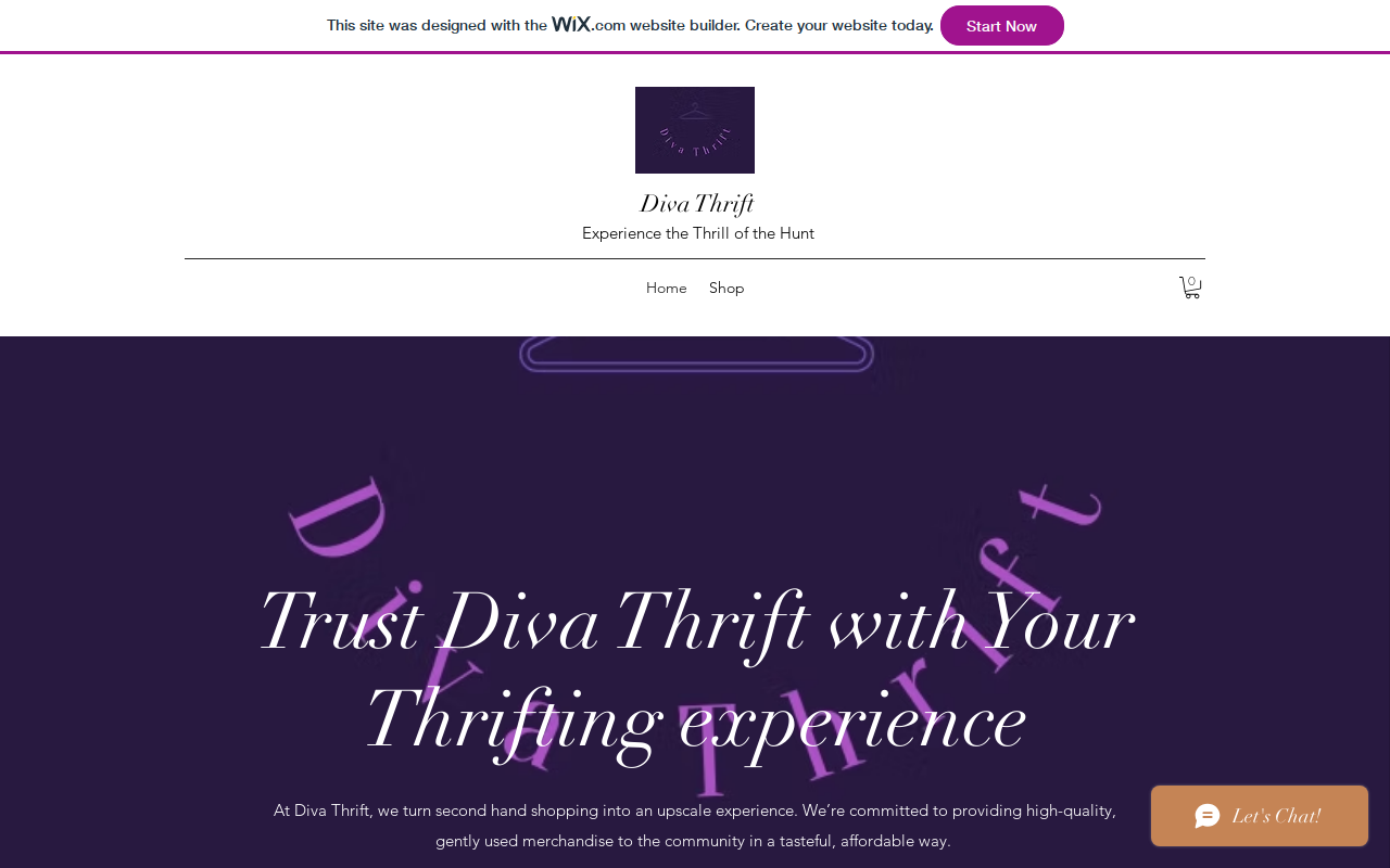 Diva Thrift website preview