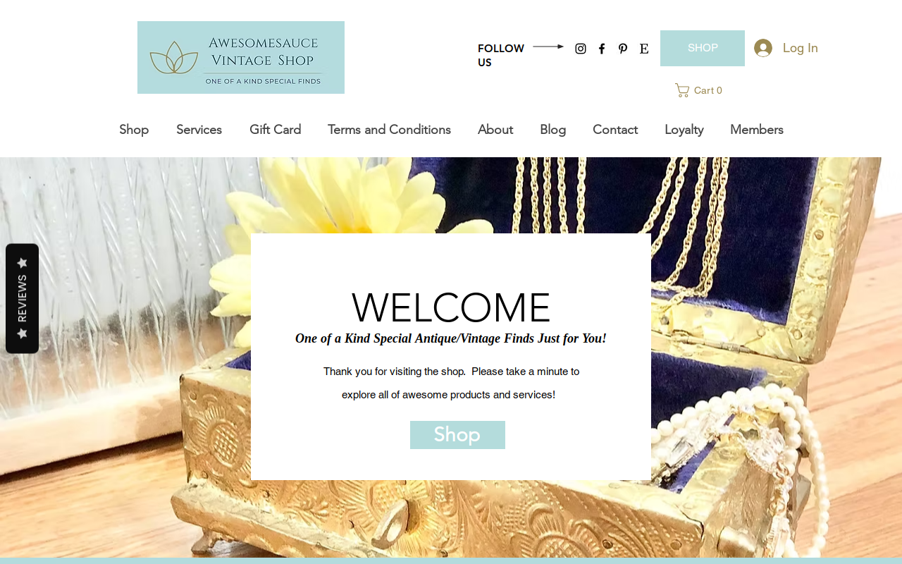 Awesomesauce Vintage Shop website preview