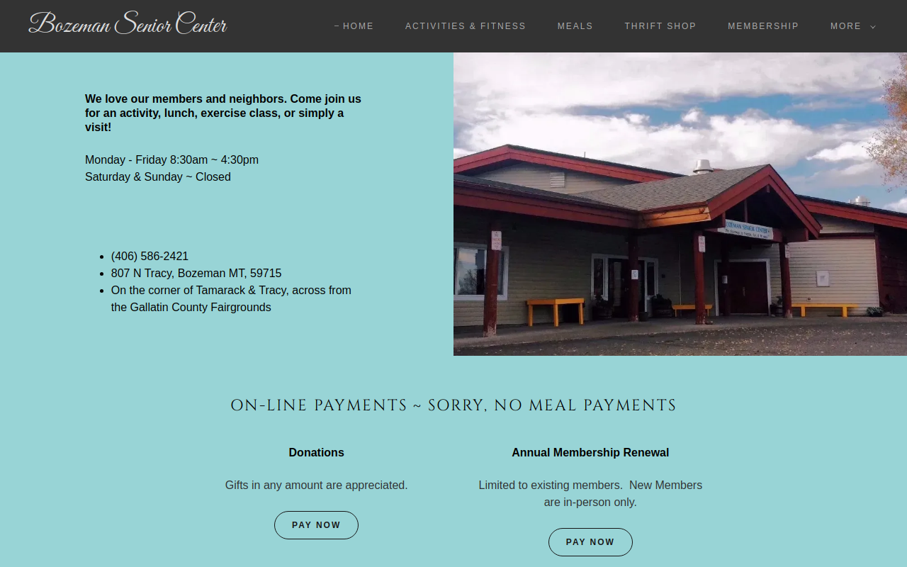 Bozeman Senior Center 2nd Hand Rose Thrift Store website preview