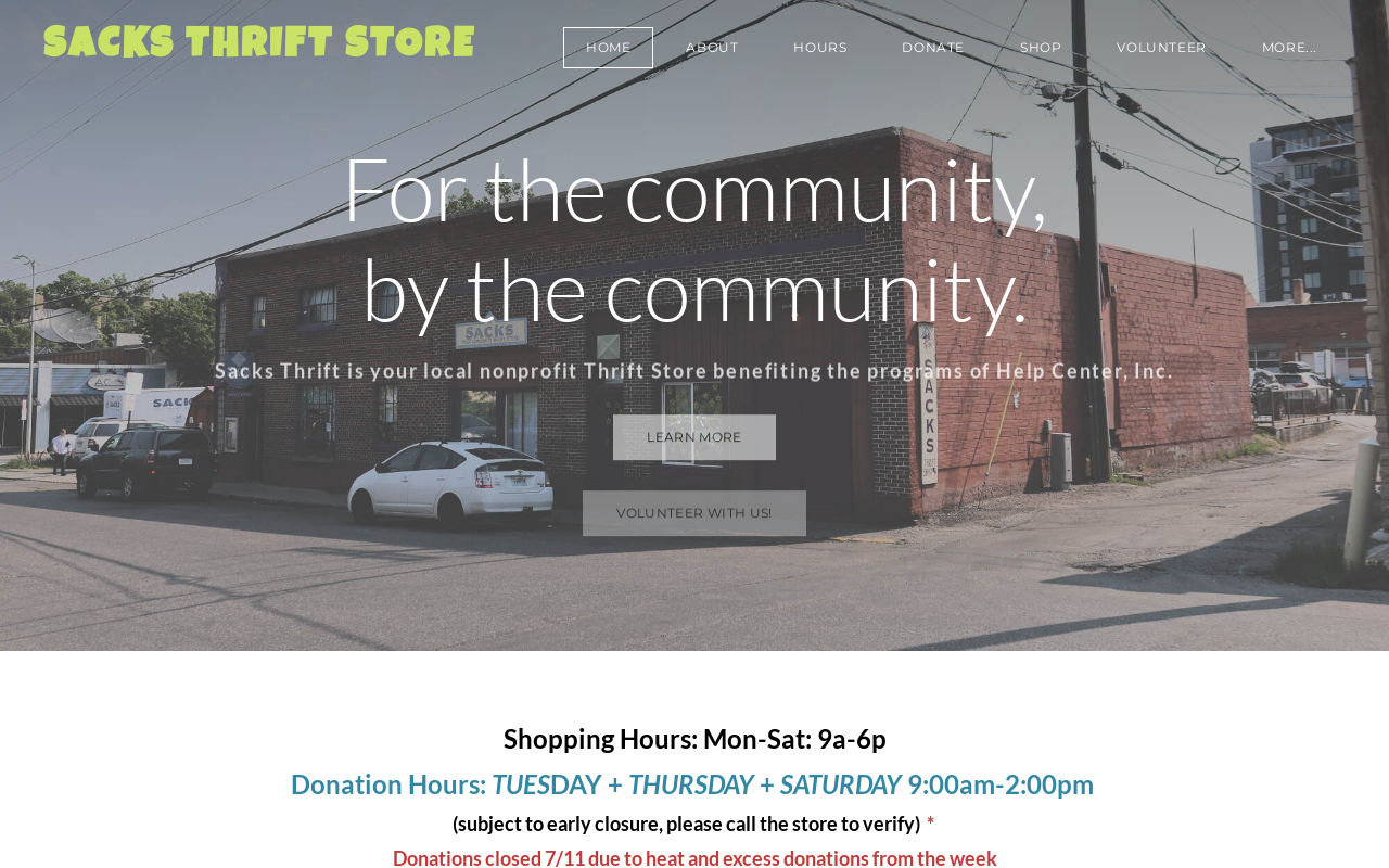 Sacks Thrift Store website preview