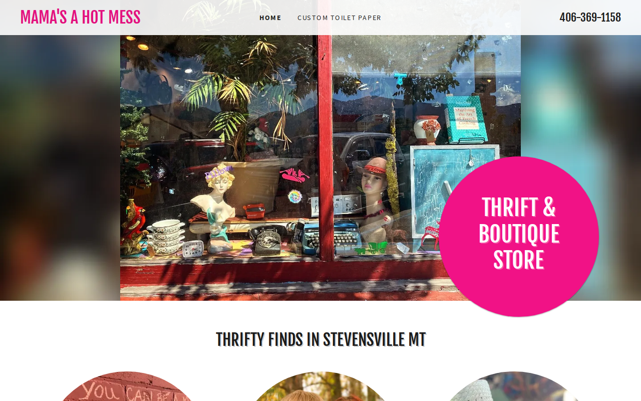 Mama's A Hot Mess Vintage Thrift & Boutique Store website preview