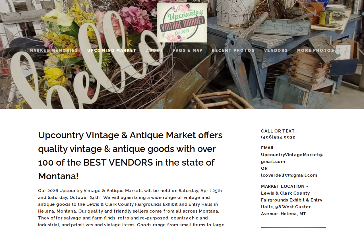 Upcountry Vintage Market website preview