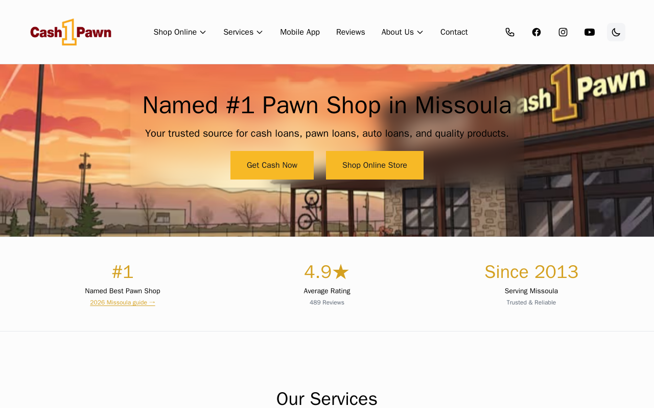 Cash 1 Pawn website preview