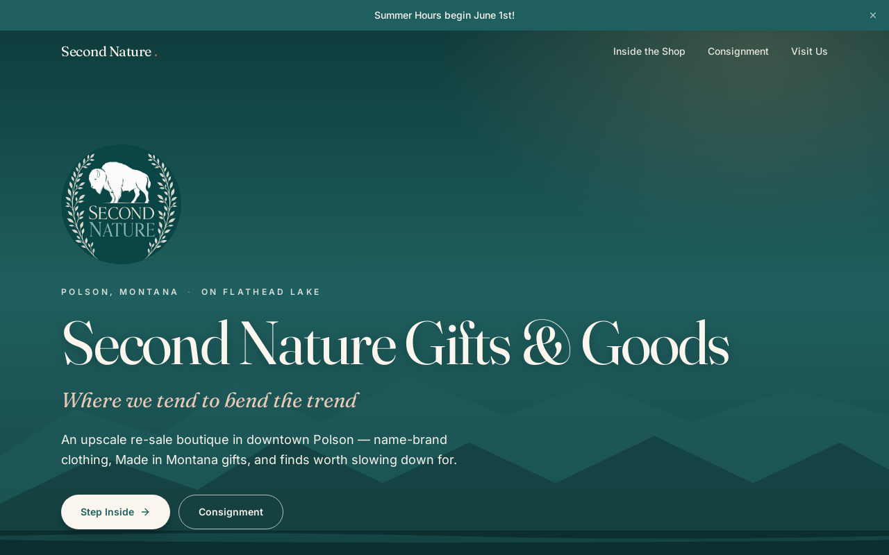 Second Nature Gifts and Goods website preview