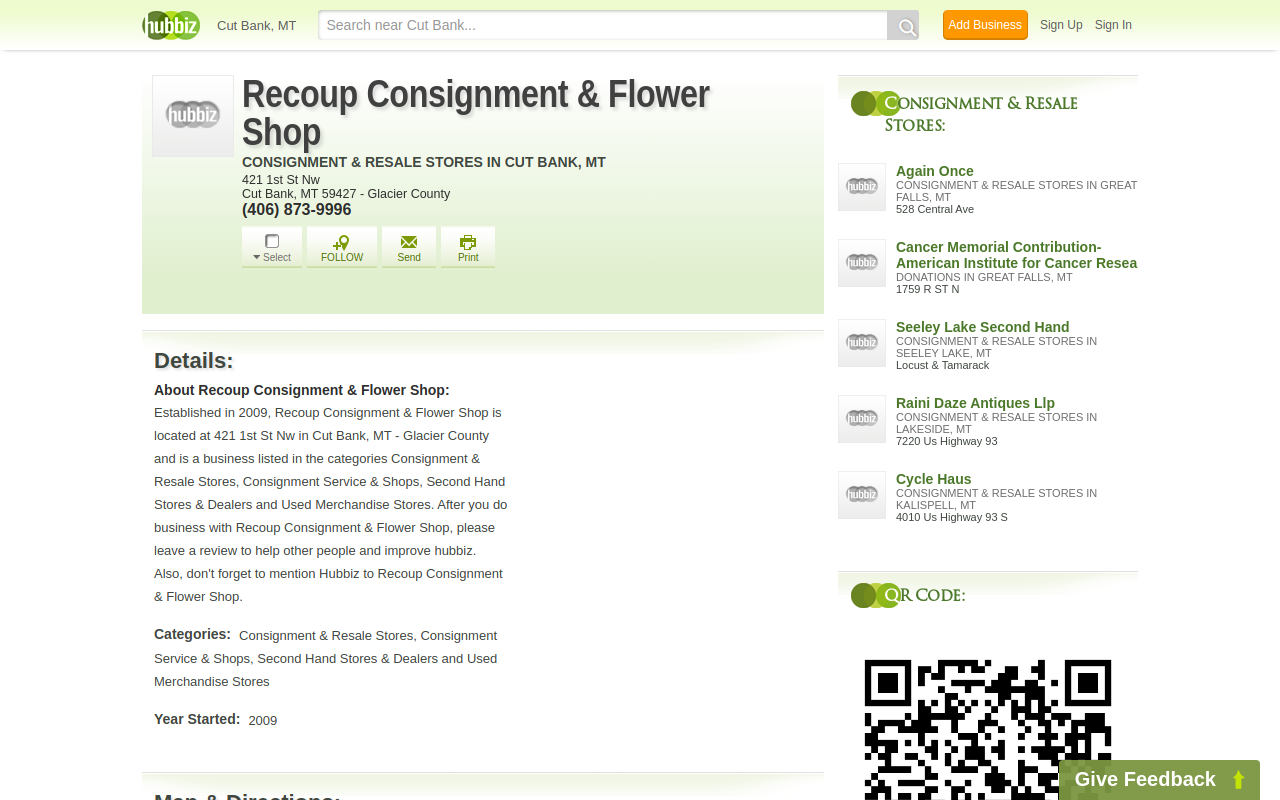 Recoup Consignment and Flower Shop website preview