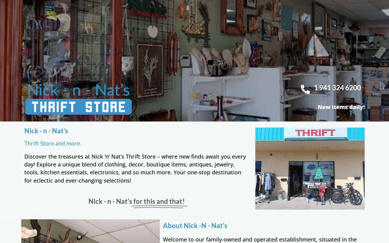 Nick -N- Nat's Thrift Shop website preview