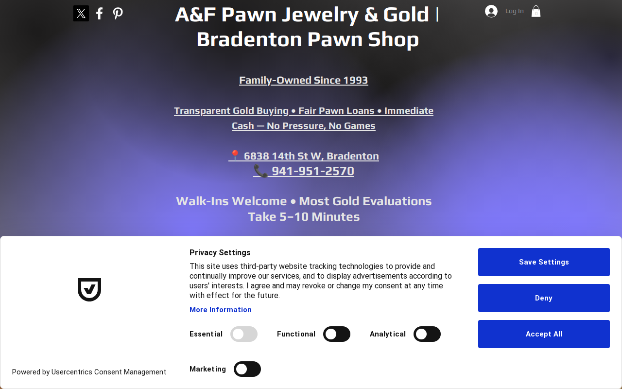 A&F Pawn Jewelry and Loan website preview