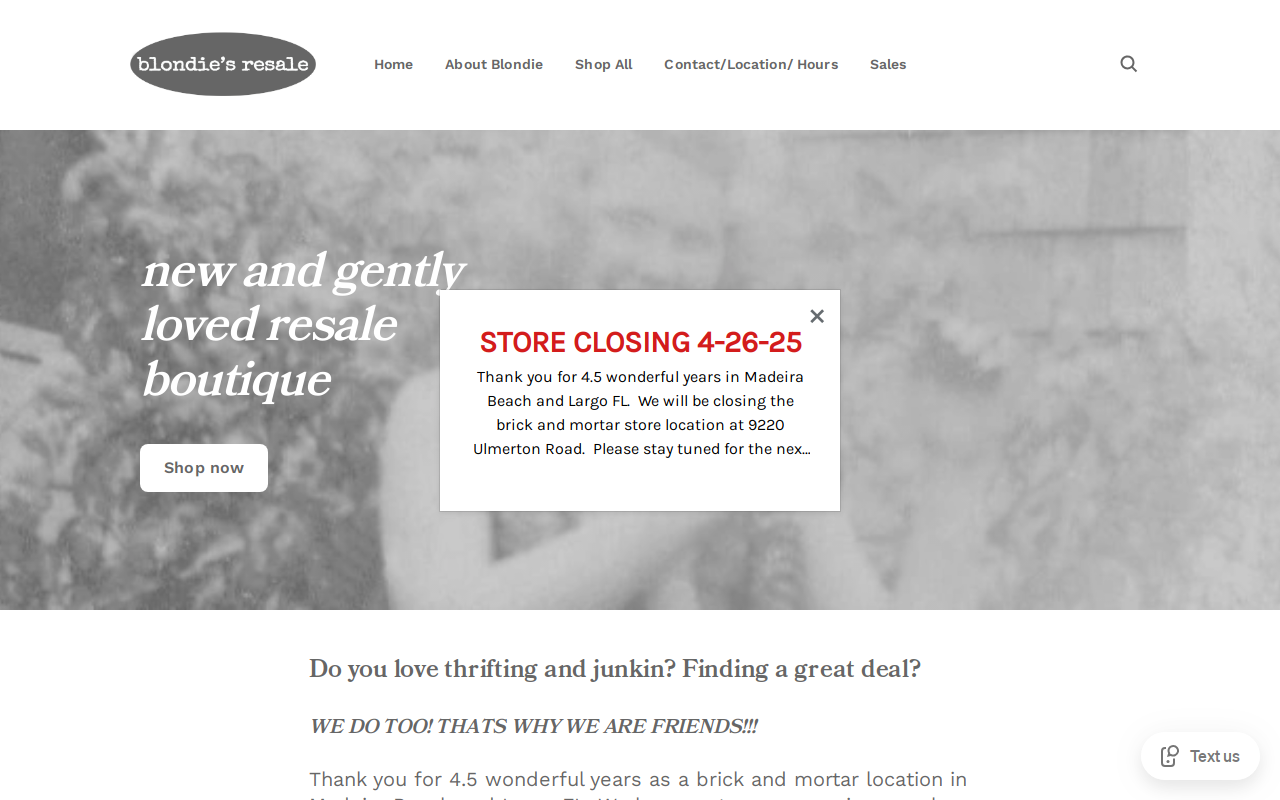 Blondie's Resale website preview
