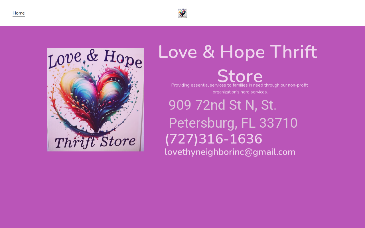Love & Hope Thrift Store website preview